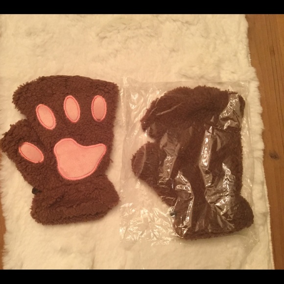 Fingerless paw gloves, brown - Picture 2 of 3